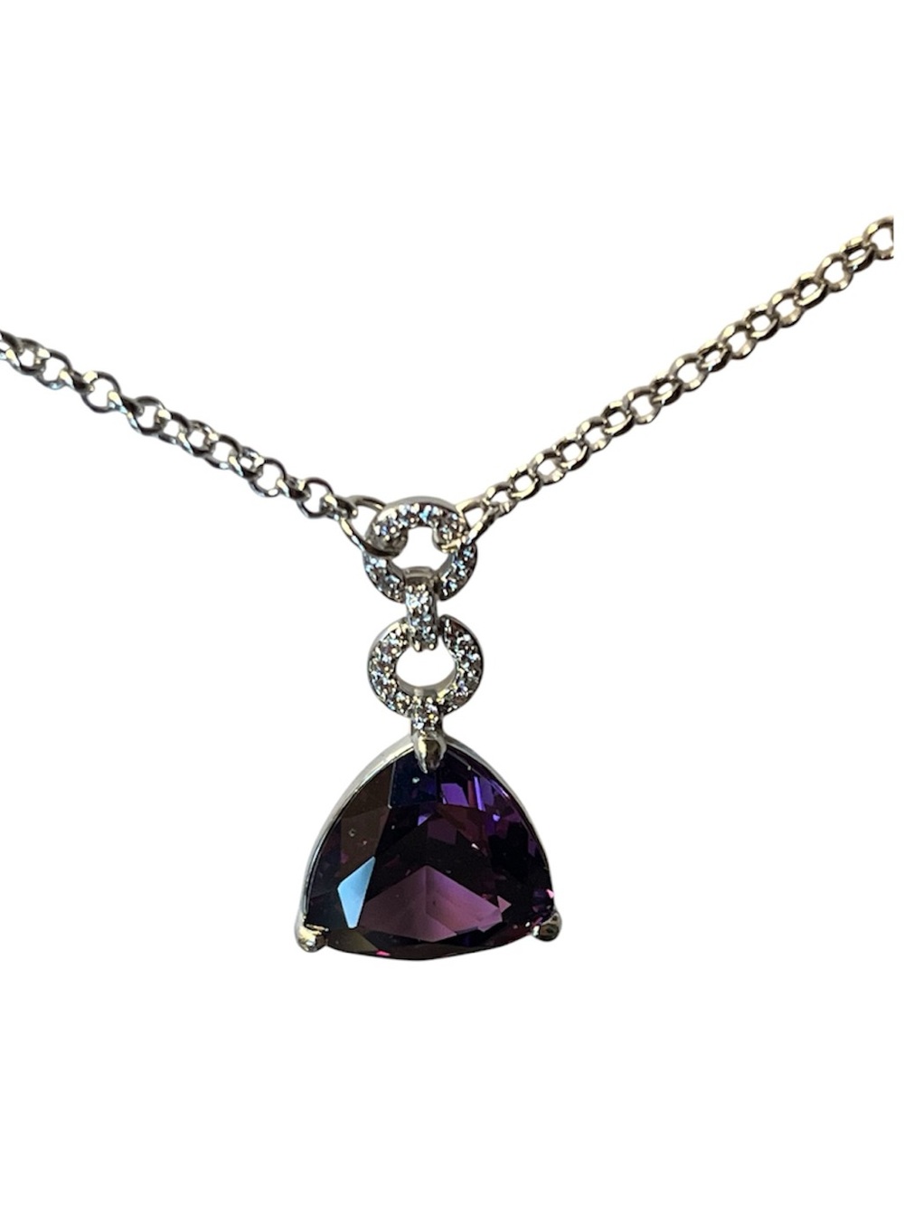 Amethyst Cubic Zirconia Purple Pendant Necklace with Chain BP / NEW IN BOX - Picture 2 of 8